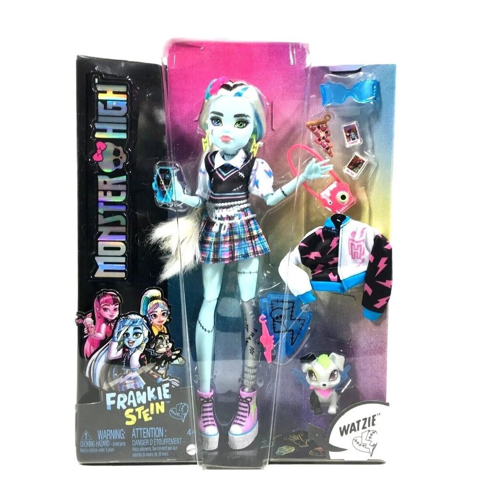 Monster High Doll Frankie Stein & Watzie The Pet Dog
